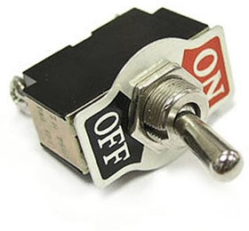 KN3(B)-101 on-off, Тумблер двухпозиционный однополюсный KN3(B)-101, 53.5х13х33.5 мм, ON-OFF, SPST, 6 А, 250 В, 50 мОм, 2 контакта, под винт