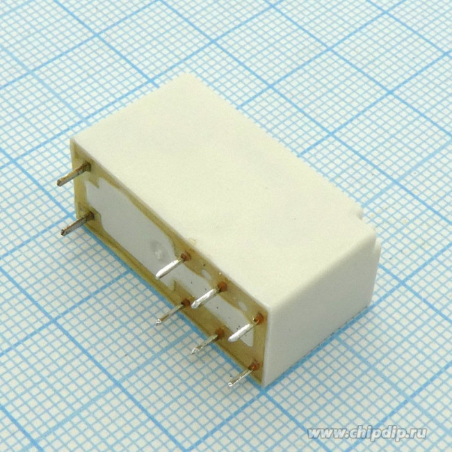 41.52.9.012.0010, Низкопрофильное реле; монтаж на плату; шаг 5мм; 2CO 8A; катушка 12В DС;