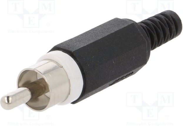 XSTO1W, Вилка; RCA; "папа"; с амортизатором; прямой; пайка; никелированные