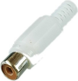 Разъем RCA гнездо пластик на кабель, белый, PL2155