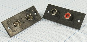 Разъем RCA х 2 розетка, на блок 2 отверстия, 1 красный + 1 черный
