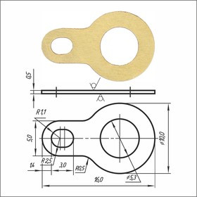 Лепесток латунный PSV 1-5,3-16-00 Лепесток латунный PSV 1-5,3-16-00