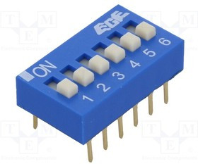 DS-06 (EDG106S), DIP-переключатель 6 полюсный, синий