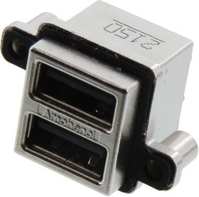 MUSBC511N0, STACKED USB CONN, 2.0 TYPE A, 8POS