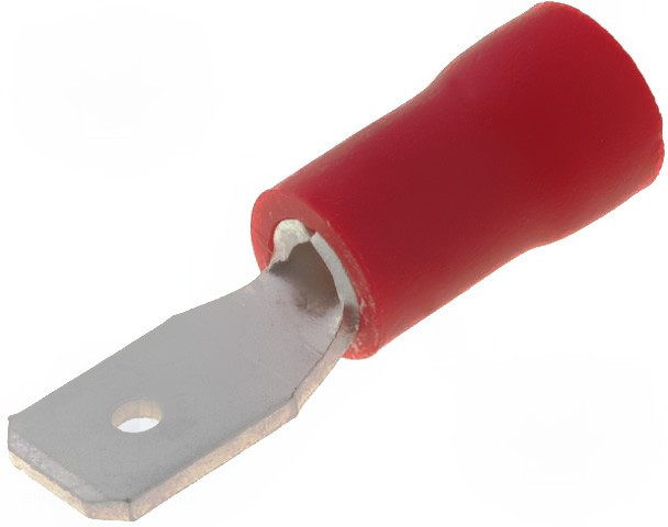 ST-032/R, Наконечник: плоский, 4,8мм, 0,8мм, "папа", 0,5-1мм2, обжим, красный