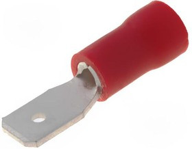 ST-032/R, Наконечник: плоский, 4,8мм, 0,8мм, "папа", 0,5-1мм2, обжим, красный