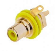 NYS367-4, RCA Phono Connectors RCA PANEL JACK GOLD/YELLOW REAN