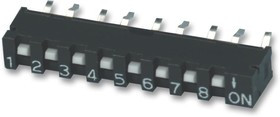 SIP-08T, DIP / SIP переключатель, 8 схем(-а), Ползунок, Сквозное Отверстие, SPST, 50 В, 10 мА