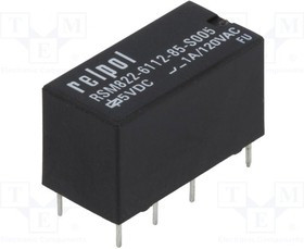 RSM822-P-05, Реле электромагнитное, DPDT, Uобмотки 5ВDC, 1A/120ВAC, 2A/24ВDC