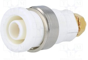 SEB6445AU-WS, Гнездо, "банан" 4мм, 32А, белый, позолота, на панель, винтами, 32мм