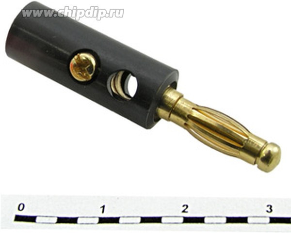 10-0015 GOLD black, Штекер 10-0015 GOLD чёрный, винтовое крепление