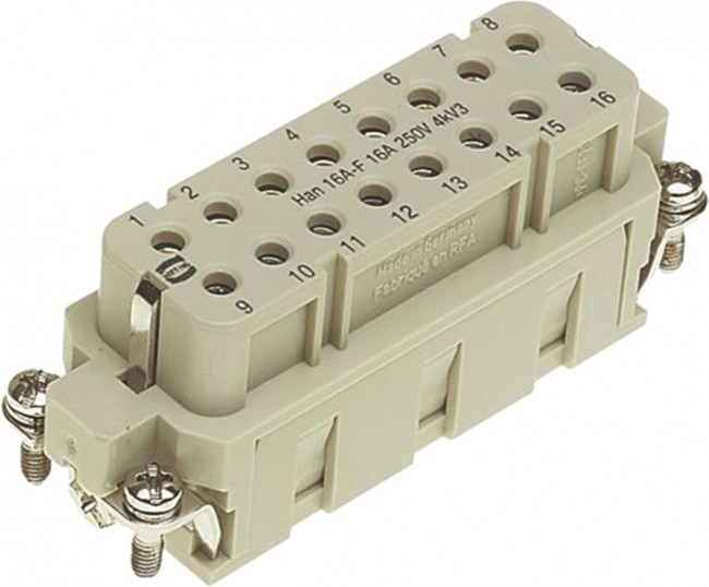 09200162891, Heavy Duty Power Connectors HAN 16A-F-Screw Fe(Au) / CuNi Type J