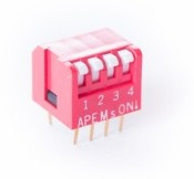 DP-04, DIP-переключатель 4перел. на плату угловой (красный)