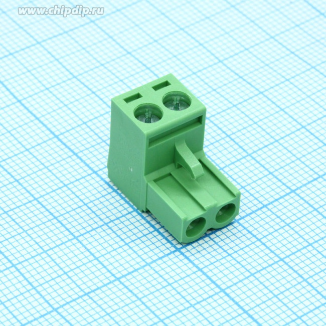 5ESDV-02P, Клеммник угловой, шаг 5.00мм, 2 контакта (15A 300V)