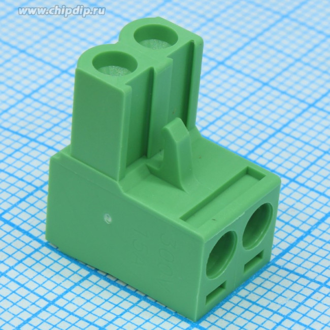 5ESDV-02P, Клеммник угловой, шаг 5.00мм, 2 контакта (15A 300V)