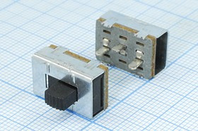 Переключатель движковый, 16.2x10.8h4.5, контакты 3P, 0.3А, 125В, SPDT