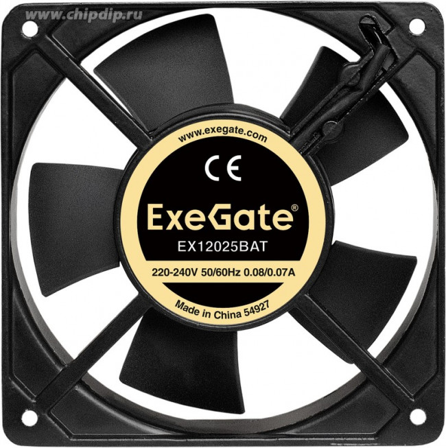 EX12025BAT, Вентилятор 220В ExeGate 120x120x25 мм, двойной шарикоподш, клеммы, 2200RPM, 33dBA EX12025BAT, Вентилятор 220В ExeGate 120x120x25 мм, двойной шарикоподш, клеммы, 2200RPM, 33dBA