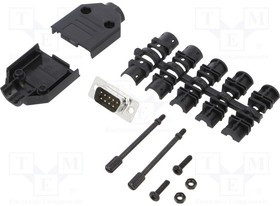 DTPK-P-09-DMP-K, Разъем D-Sub; PIN: 9; вилка; "папа"; пайка; на провод; черный