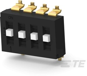 TDS04SGNNTR04, 4 Way Surface Mount DIP Switch SPTT, Raised Actuator