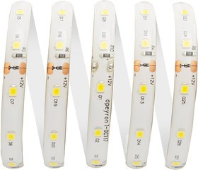 00-09 Светодиодная лента 12В, 4,8Вт/м, smd3528, 60д/м, IP65, 280Лм/м, подложка 8мм, 5м, 3000К.