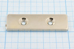 Магнит 50,0x15,0x 3/2отв d3,5, параллелепипед, Ni