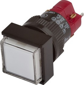 D16LMS1-1abKW, Кнопка без фиксации (5A 250VAC), LED подсветка 24VDC