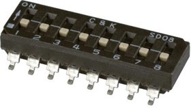 SD04H0SBR, DIP SWITCH, SPST, 0.1A, 25VDC, SMD