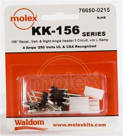 76650-0215, Headers & Wire Housings KK-156 Kit no ramp V & RA Hdr Rec 3Ckt 76650-0215, Headers & Wire Housings KK-156 Kit no ramp V & RA Hdr Rec 3Ckt