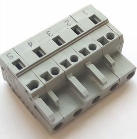 231-205/026-000, Съемная клеммная колодка, 7.5 мм, 5 вывод(-ов), 28AWG до 12AWG, 2.5 мм², Зажим, 16 А