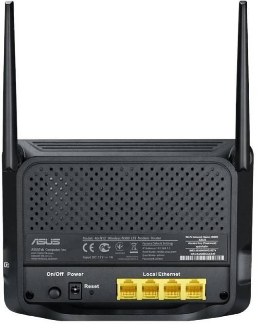 Wi-Fi роутер ASUS 4G-N12, N300, черный Wi-Fi роутер ASUS 4G-N12, N300, черный