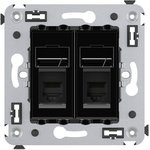 4402314, Avanti Розетка телефонная в стену двойная, ''Черный квадрат''