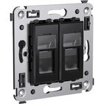 4402314, Avanti Розетка телефонная в стену двойная, ''Черный квадрат''