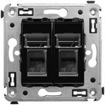 4402314, Avanti Розетка телефонная в стену двойная, ''Черный квадрат''