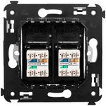 4402314, Avanti Розетка телефонная в стену двойная, ''Черный квадрат''