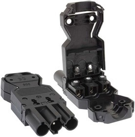 ТР-009-2, Коннектор трехполюсный (разъем male) , 16 А, 250 В, пластиковый, черный