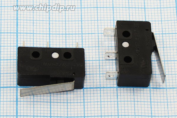 Микропереключатель, размер 20x 6 x10, 3А, переключение ON-(ON), размер концевика L17, MSW-12B