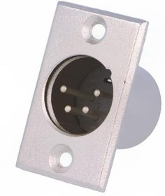 XLR-4W-C, Гнездо, XLR, "папа", PIN 4, пайка, диаметр монтажного отверстия 19мм
