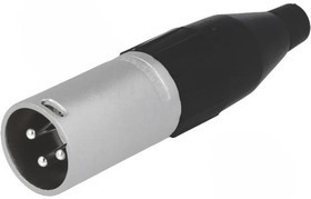 AC3MM, Вилка; XLR; "папа"; PIN: 3; прямой; на провод; пайка; посеребренные