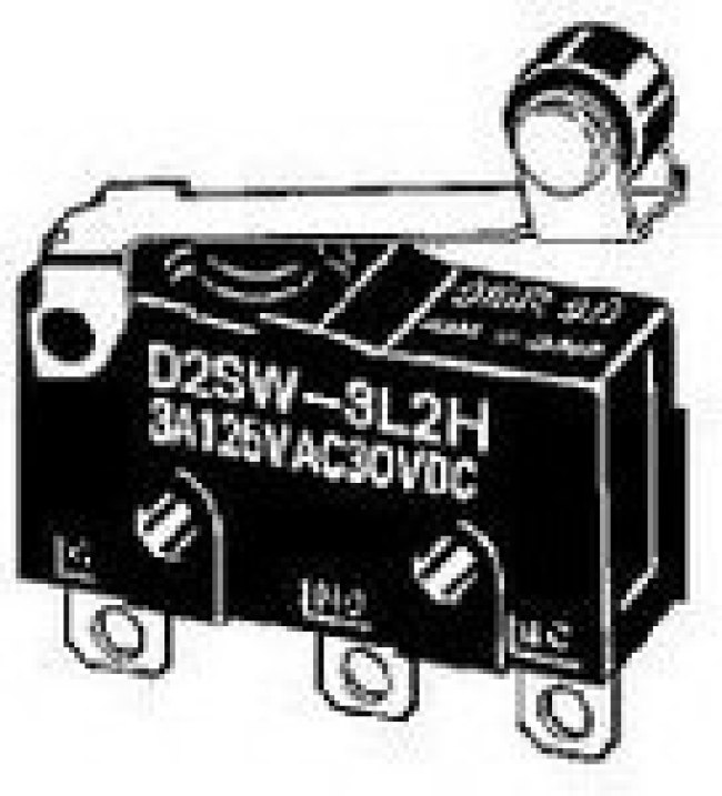 D2SW-3L2HS, Switch Snap Action N.O./N.C. SPDT Hinge Roller Lever 3A 250VAC 30VDC 0.59N Screw Mount S
