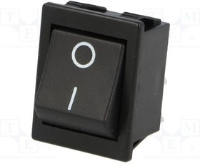 AE-C1551ALBBO, ROCKER; DPST; Pos: 2; (ON)-OFF; 16A/250VAC; 20A/28VDC; black; none