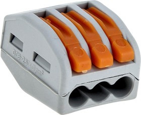 plc-smk-413, Клемма СМК 222-413 с рычагом 3 отверстия 0,08-2,5(4.0)мм2 (100шт.)