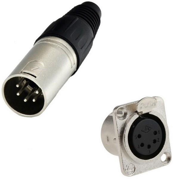 TD-397, Разъём микрофонный XLR 5-контактов с фиксатором комплект вилка + гнездо