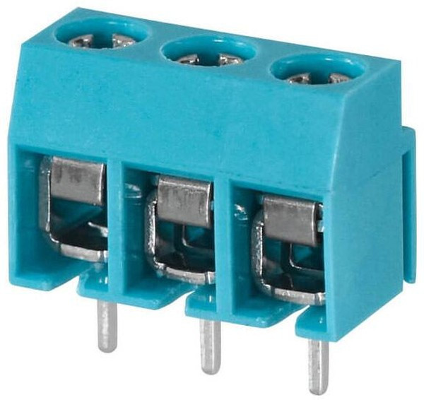 TB003-500-P03BE, Fixed Terminal Blocks Terminal block, screw type, 5.00 , horizontal, 3 poles, CUI Blue, Philip's head screw, PCB mount