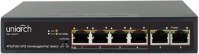 Коммутатор доступа Uniarch SW-2106-P 4х100Mbps PoE(RJ45)+2х100Mbps (RJ45), PoE бюджет макс. до 65 Вт.