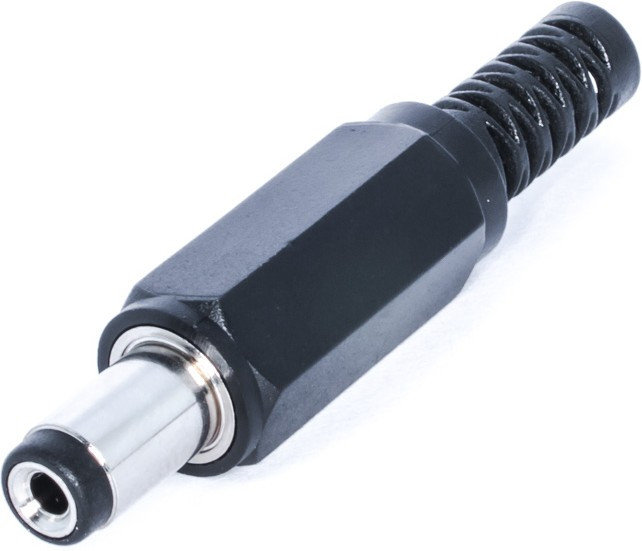 DJK-11A, Разъем питания штыревой 2,1х5,5мм, гнездо на кабель c амортизатором DJK-11A, Разъем питания штыревой 2,1х5,5мм, гнездо на кабель c амортизатором