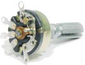 Резистор переменный, поворотный 10кОм, линейность B, ширина 17мм, вал и размеры KC6x20, YRV-17S1.B10