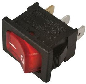 MP004430, Клавишный переключатель, 12 VDC, 0 I Mark, SPST, С Подсветкой, Панель, Красный