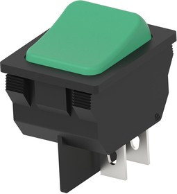 1634201-5, Клавишный переключатель, Вкл.-Выкл., DPST, Без Подсветки, Панель, Черный, PRF