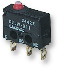 D2JW-011, Микропереключатель, Мгновенного Действия, Плунжер, SPDT, Пайка, 100 мА, 30 В DC D2JW-011, Микропереключатель, Мгновенного Действия, Плунжер, SPDT, Пайка, 100 мА, 30 В DC