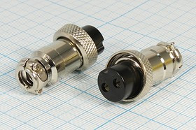 Разъем микрофонный MIC16 розетка, контакты 2P, монтаж на кабель, М16, MC902-2P